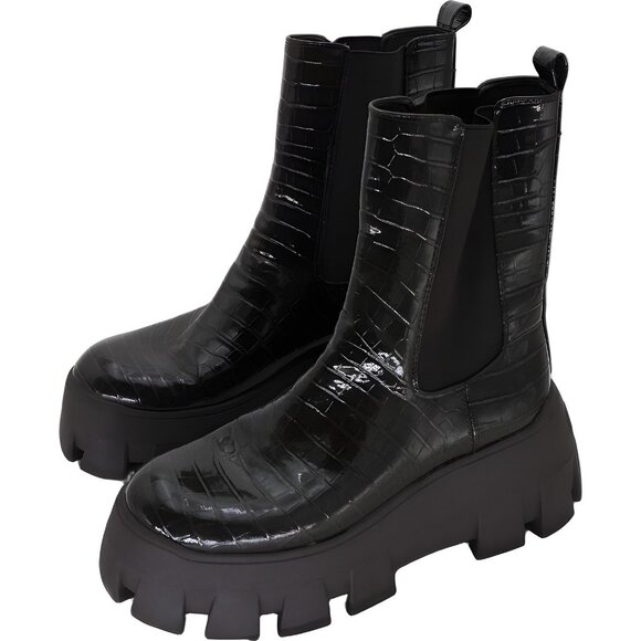 CIRCUS NY Croc Texture Ana Platform Boots Brown Size 8.5 - Picture 2 of 6